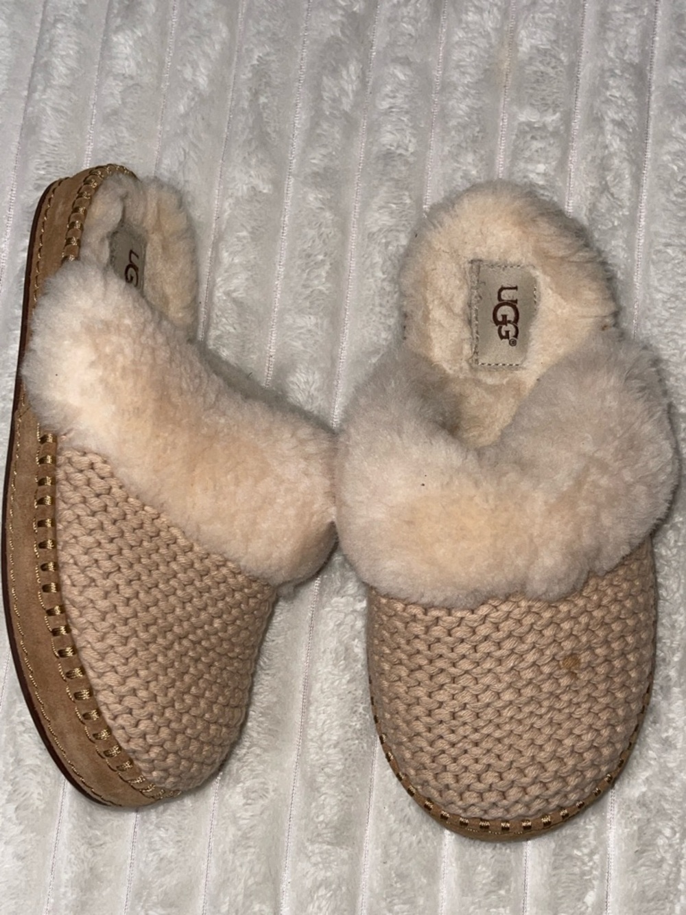 UGG Chestnut Knit Sheepskin Lined Slippers